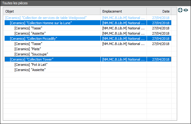 Sélectionner les pièces